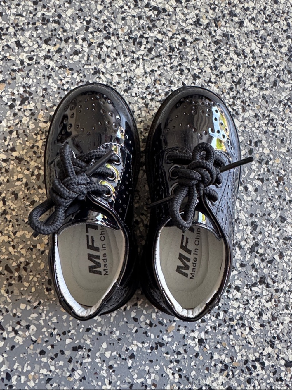 Children's Black Patent Lace-Up Dress Shoes